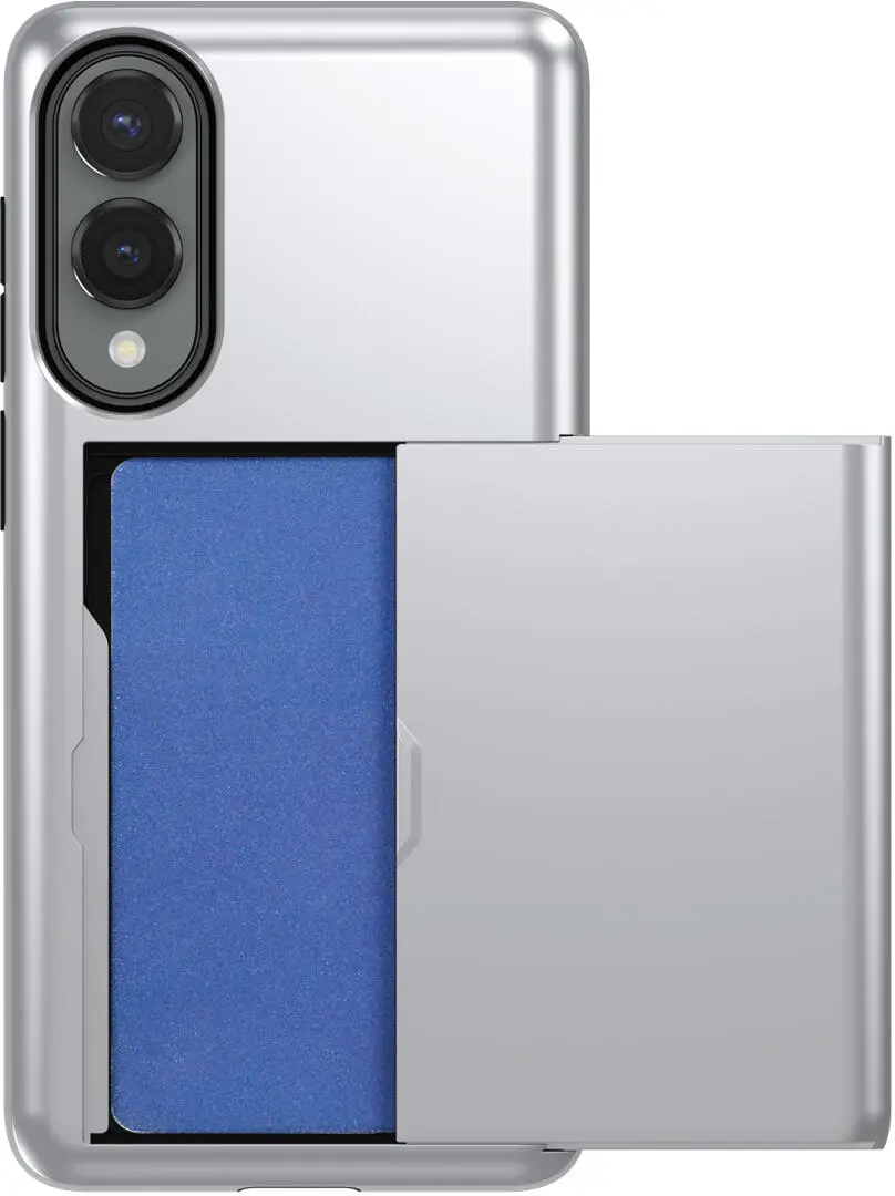 Samsung Galaxy S25 Edge Hoesje met Slider Kaarthouder Back Cover Grijs afbeelding 2
