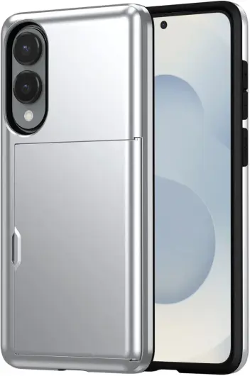 Samsung Galaxy S25 Edge Hoesje met Slider Kaarthouder Back Cover Grijs afbeelding 1