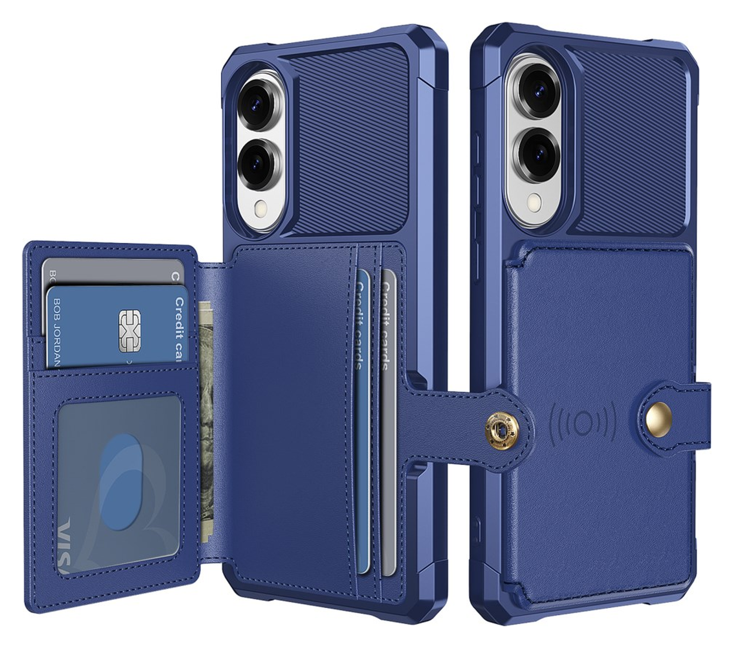 Samsung Galaxy S25 Edge Hoesje 3-in-1 Pasjes Portemonnee Back Cover Blauw afbeelding 1