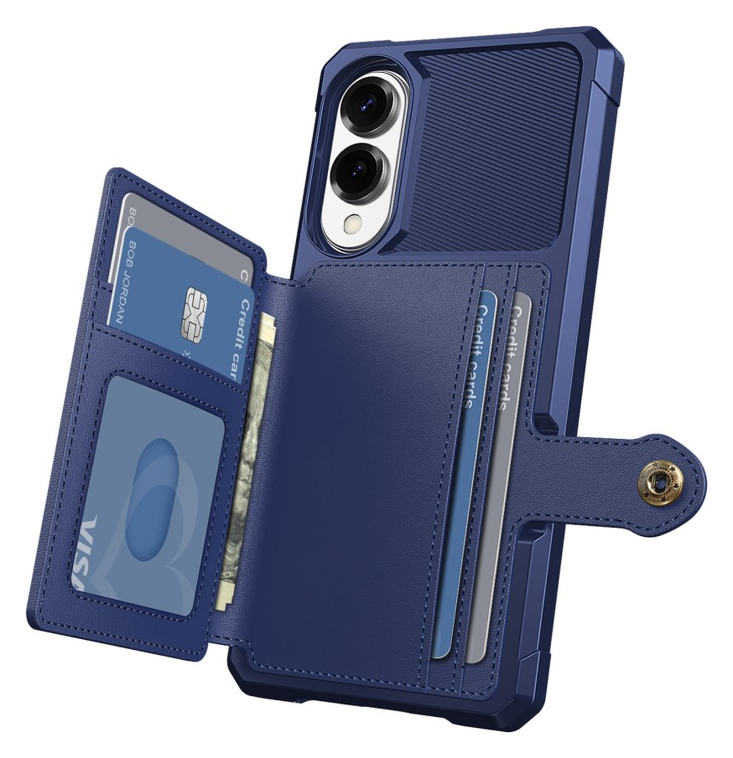 Samsung Galaxy S25 Edge Hoesje 3-in-1 Pasjes Portemonnee Back Cover Blauw afbeelding 2