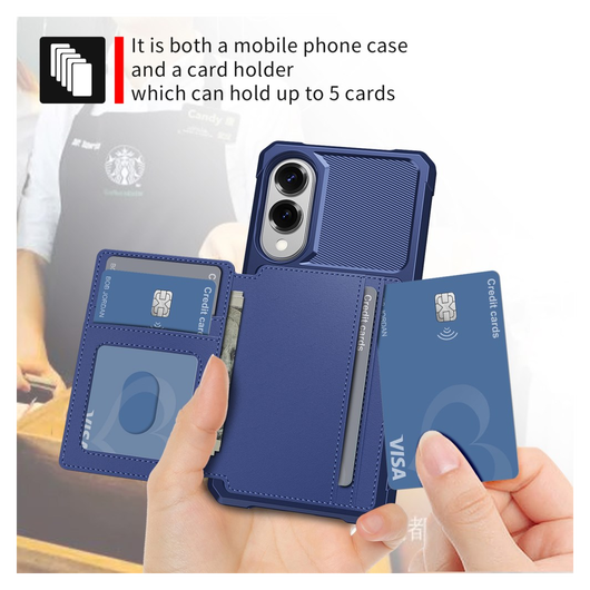 Samsung Galaxy S25 Edge Hoesje 3-in-1 Pasjes Portemonnee Back Cover Blauw afbeelding 3