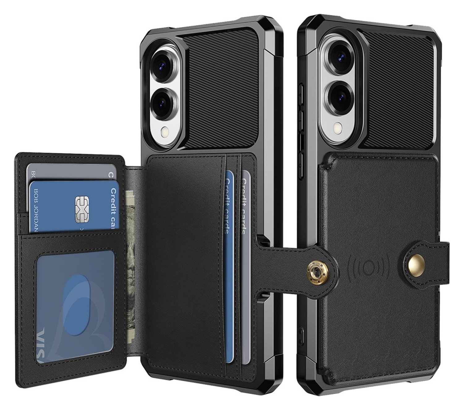 Samsung Galaxy S25 Edge Hoesje 3-in-1 Pasjes Portemonnee Back Cover Zwart afbeelding 1