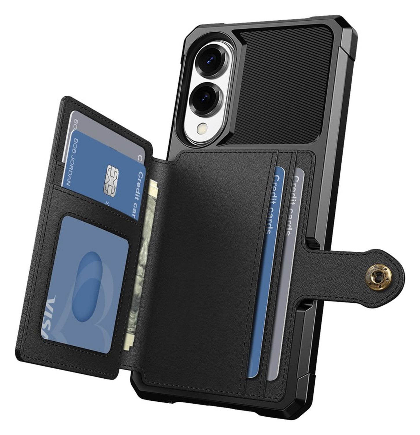 Samsung Galaxy S25 Edge Hoesje 3-in-1 Pasjes Portemonnee Back Cover Zwart afbeelding 2