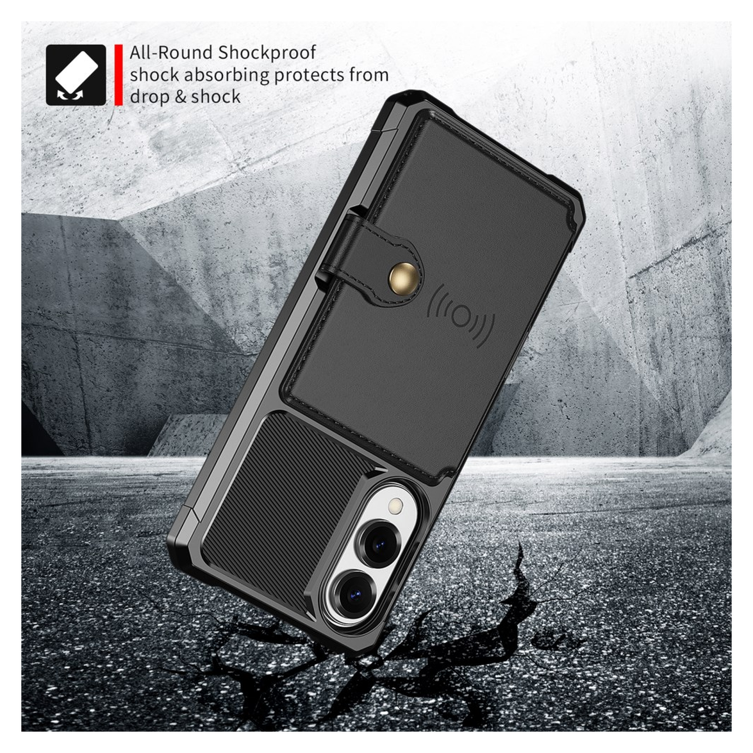 Samsung Galaxy S25 Edge Hoesje 3-in-1 Pasjes Portemonnee Back Cover Zwart afbeelding 4