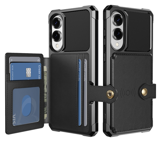 Samsung Galaxy S25 Edge Hoesje 3-in-1 Pasjes Portemonnee Back Cover Zwart afbeelding 1