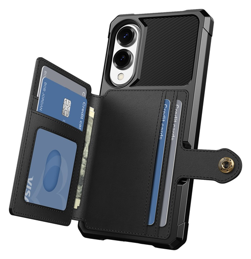 Samsung Galaxy S25 Edge Hoesje 3-in-1 Pasjes Portemonnee Back Cover Zwart afbeelding 2
