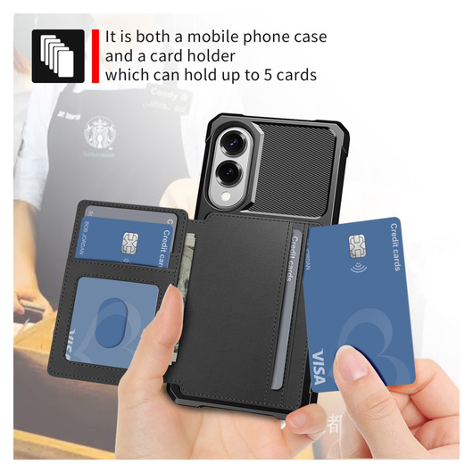 Samsung Galaxy S25 Edge Hoesje 3-in-1 Pasjes Portemonnee Back Cover Zwart afbeelding 3