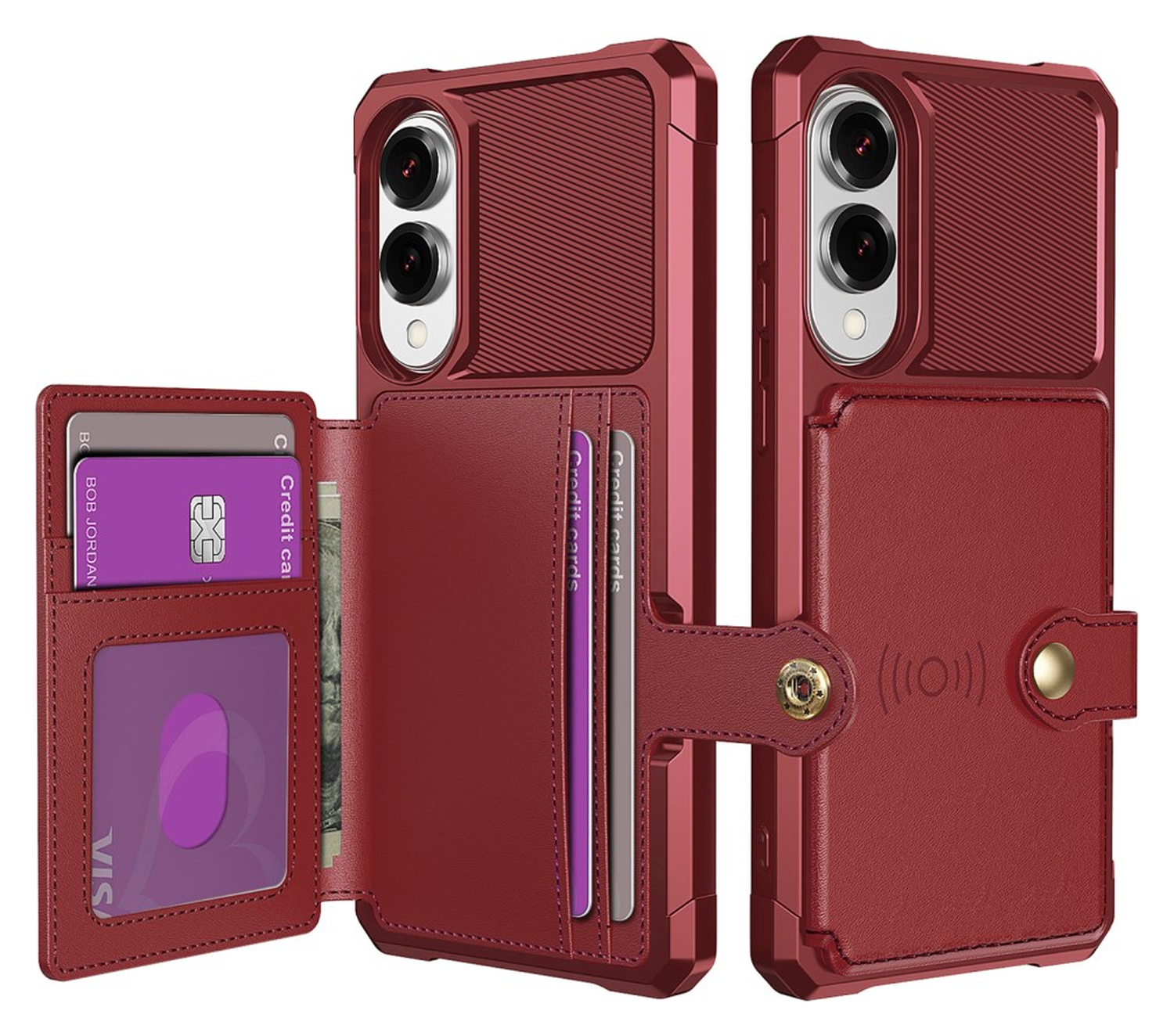 Samsung Galaxy S25 Edge Hoesje 3-in-1 Pasjes Portemonnee Back Cover Rood afbeelding 1