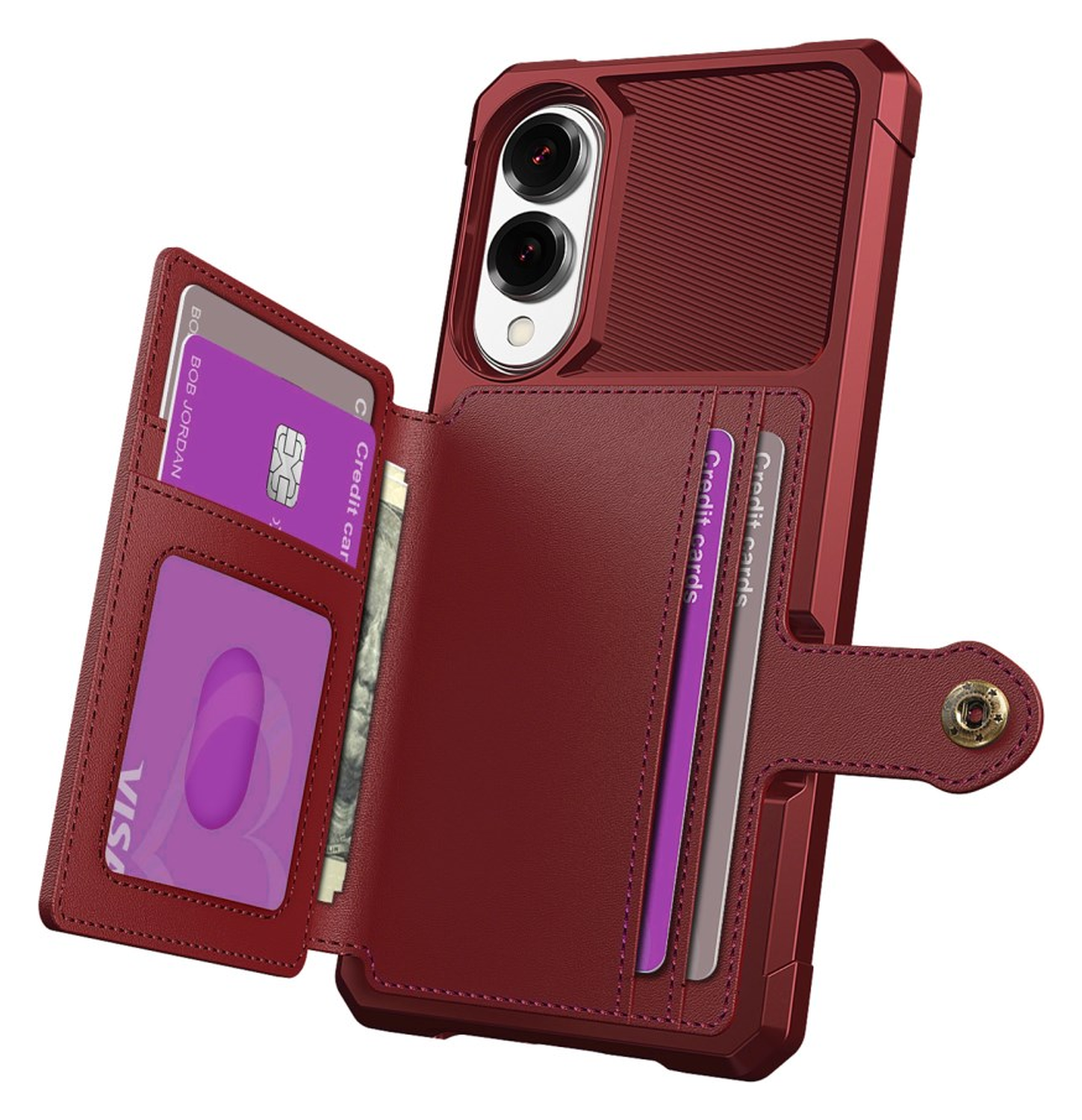 Samsung Galaxy S25 Edge Hoesje 3-in-1 Pasjes Portemonnee Back Cover Rood afbeelding 2