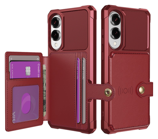 Samsung Galaxy S25 Edge Hoesje 3-in-1 Pasjes Portemonnee Back Cover Rood afbeelding 1