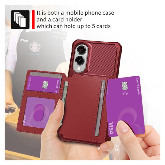Samsung Galaxy S25 Edge Hoesje 3-in-1 Pasjes Portemonnee Back Cover Rood afbeelding 3