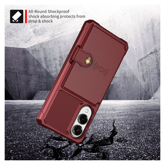 Samsung Galaxy S25 Edge Hoesje 3-in-1 Pasjes Portemonnee Back Cover Rood afbeelding 4
