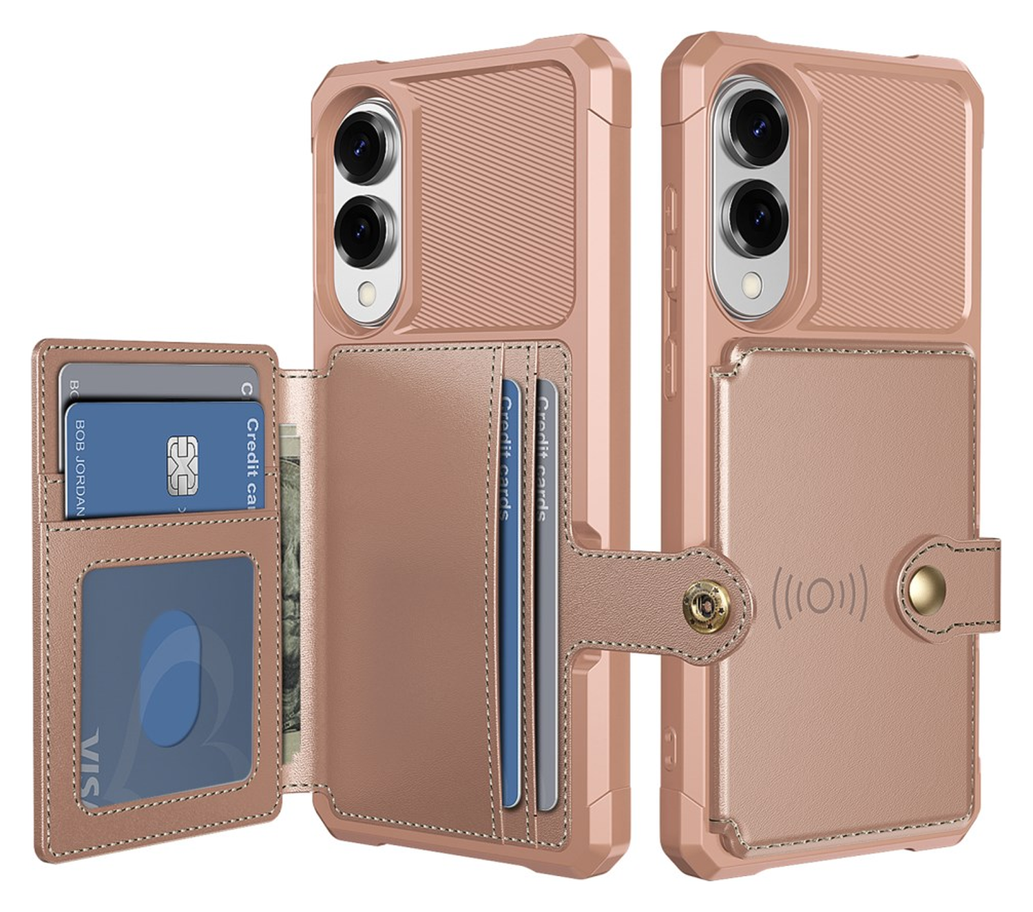 Samsung Galaxy S25 Edge Hoesje 3-in-1 Pasjes Portemonnee Back Cover Roze afbeelding 1