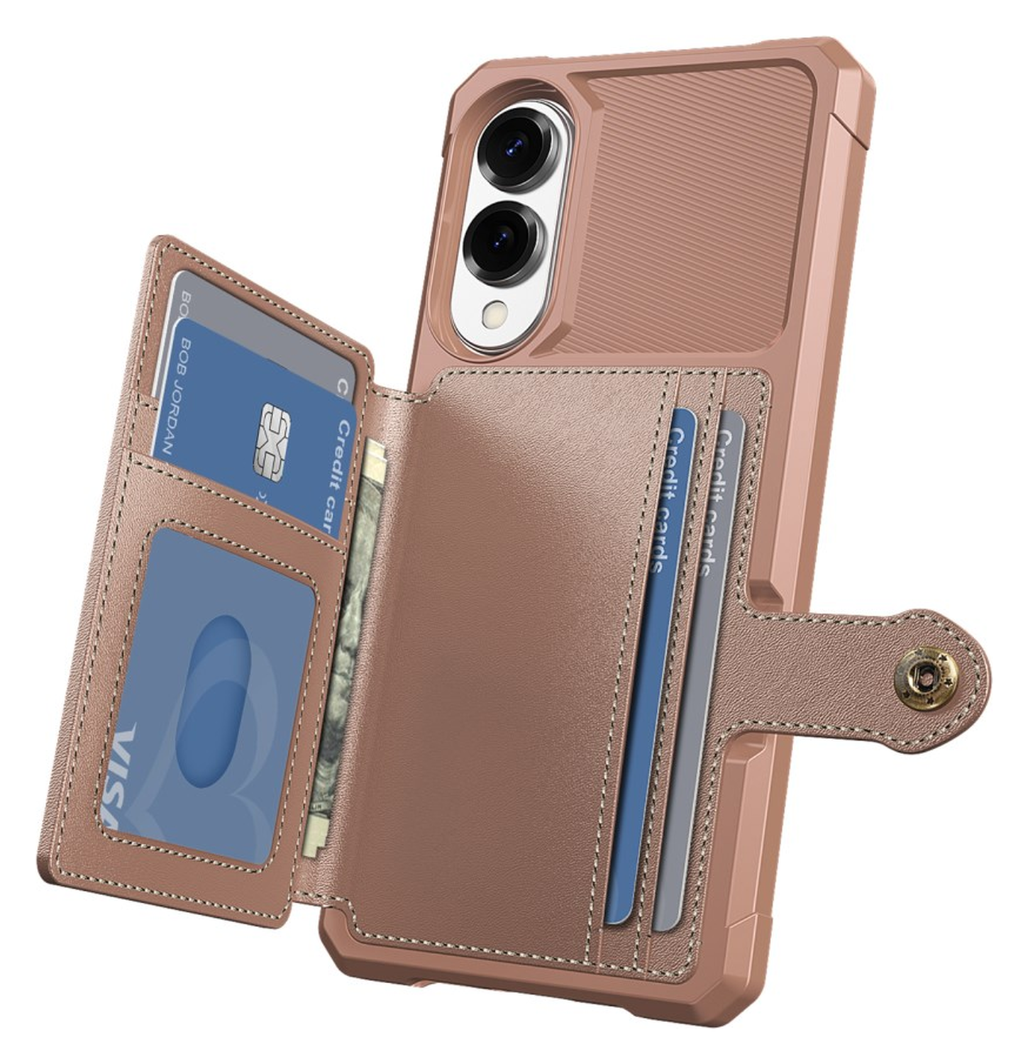 Samsung Galaxy S25 Edge Hoesje 3-in-1 Pasjes Portemonnee Back Cover Roze afbeelding 2