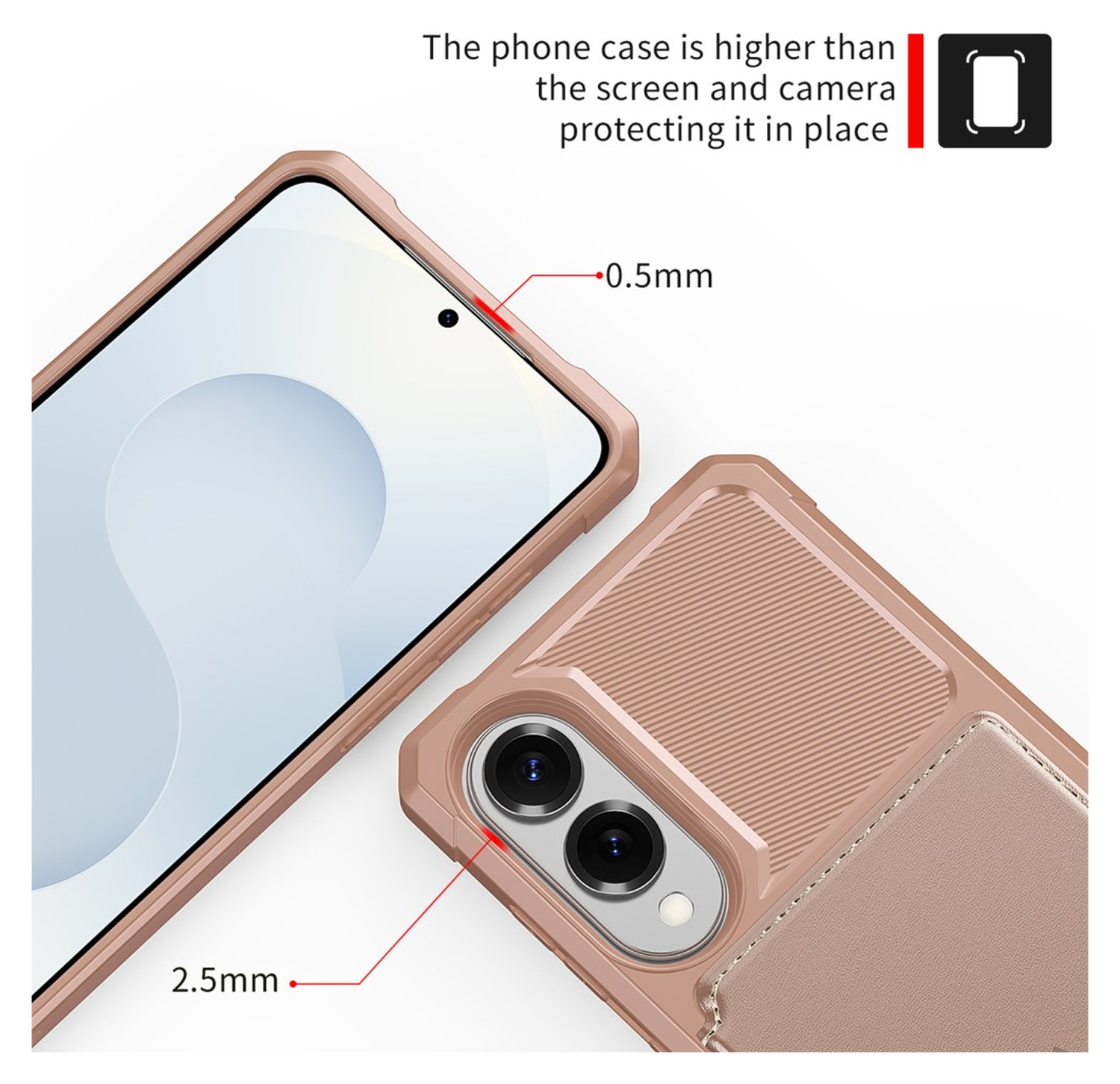 Samsung Galaxy S25 Edge Hoesje 3-in-1 Pasjes Portemonnee Back Cover Roze afbeelding 5