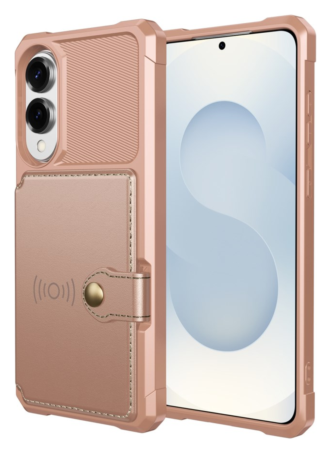 Samsung Galaxy S25 Edge Hoesje 3-in-1 Pasjes Portemonnee Back Cover Roze afbeelding 6