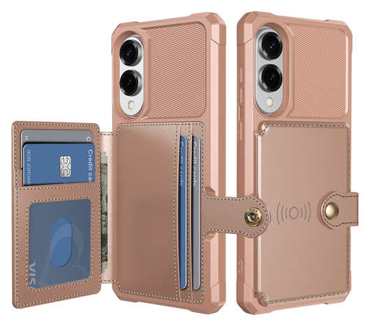 Samsung Galaxy S25 Edge Hoesje 3-in-1 Pasjes Portemonnee Back Cover Roze afbeelding 1