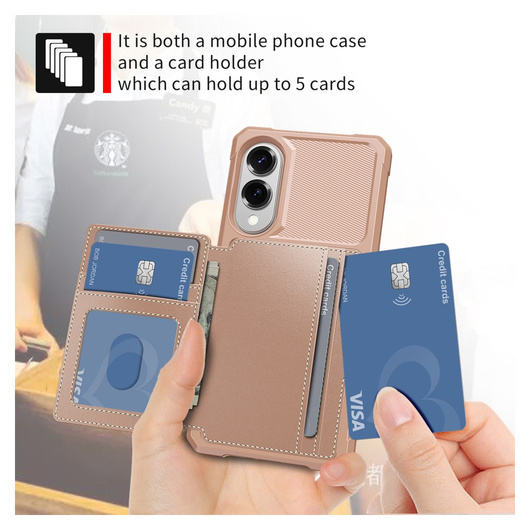 Samsung Galaxy S25 Edge Hoesje 3-in-1 Pasjes Portemonnee Back Cover Roze afbeelding 3