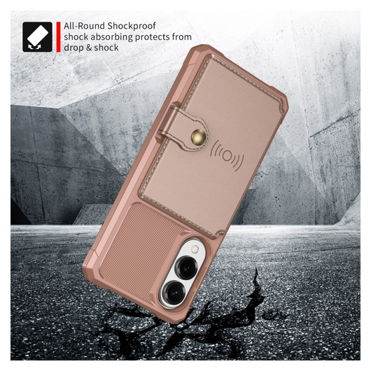 Samsung Galaxy S25 Edge Hoesje 3-in-1 Pasjes Portemonnee Back Cover Roze afbeelding 4