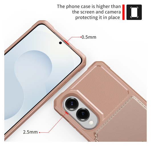 Samsung Galaxy S25 Edge Hoesje 3-in-1 Pasjes Portemonnee Back Cover Roze afbeelding 5
