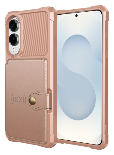 Samsung Galaxy S25 Edge Hoesje 3-in-1 Pasjes Portemonnee Back Cover Roze afbeelding 6