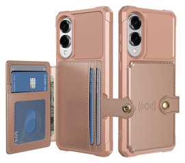 Samsung Galaxy S25 Edge Hoesje 3-in-1 Pasjes Portemonnee Back Cover Roze afbeelding