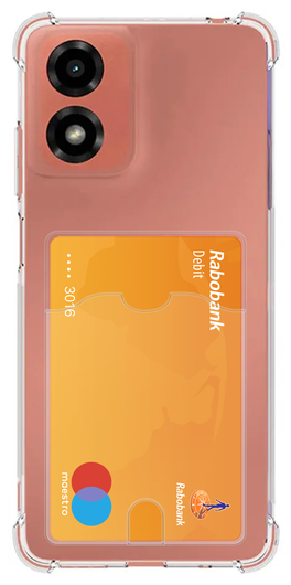 Motorola Moto E14 Hoesje Dun TPU met Pasjeshouder Back Cover Transparant afbeelding 1