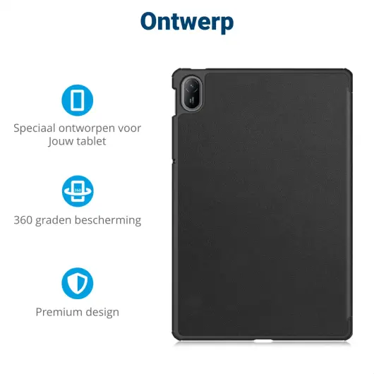 Huawei MatePad SE 11 Hoes Tri-Fold Book Case met Standaard Zwart afbeelding 2