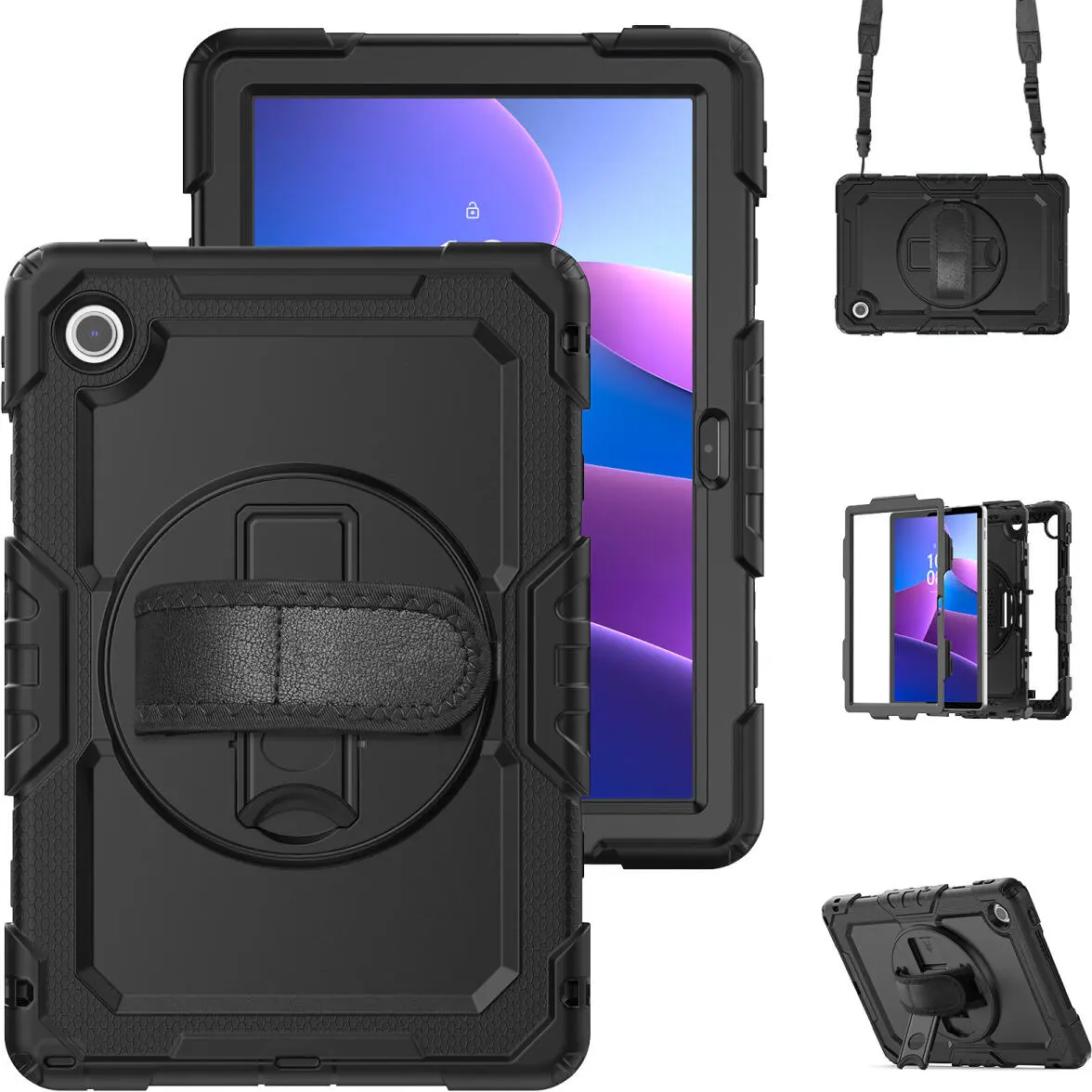 Lenovo Tab M10 Gen 4 (2025) Hoes met Screen Protector en Handriem Zwart afbeelding 11