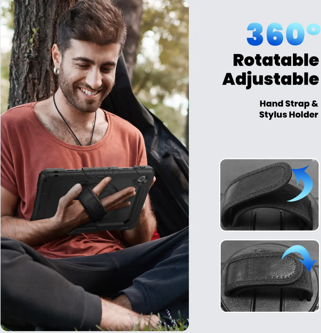 Lenovo Tab M10 Gen 4 (2025) Hoes met Screen Protector en Handriem Zwart afbeelding 7