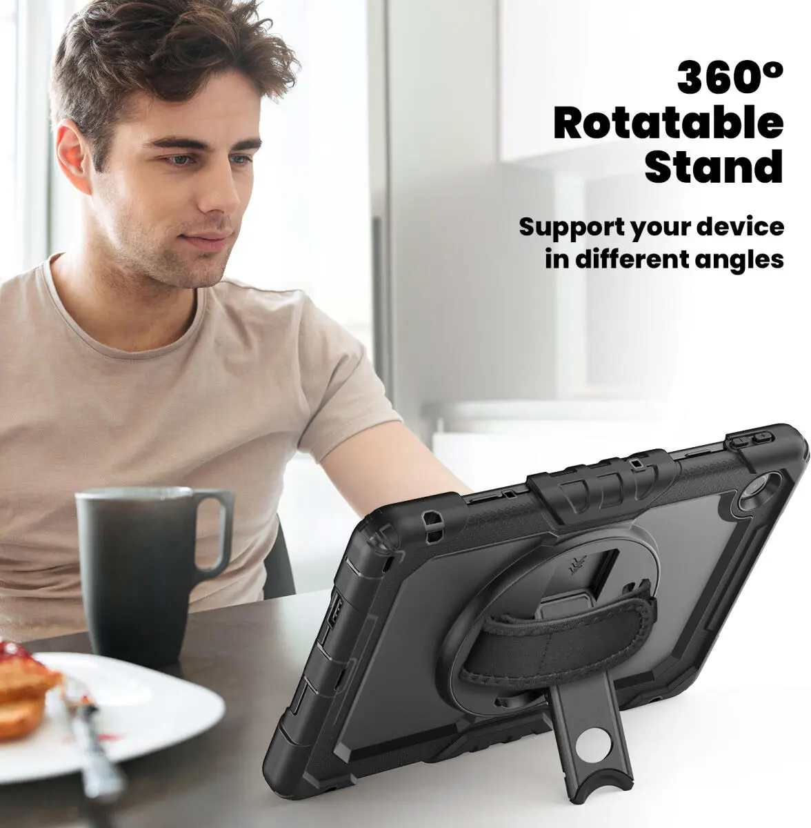 Lenovo Tab M10 Gen 4 (2025) Hoes met Screen Protector en Handriem Zwart afbeelding 9