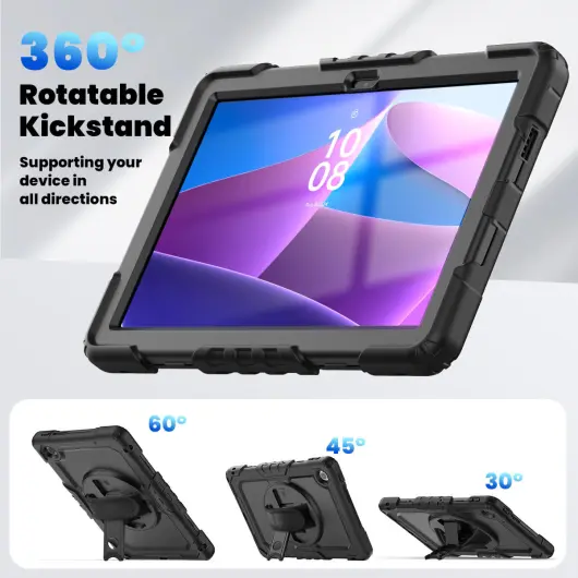 Lenovo Tab M10 Gen 4 (2025) Hoes met Screen Protector en Handriem Zwart afbeelding 6