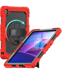 Lenovo Tab M10 Gen 4 (2025) Hoes met Screen Protector en Handriem Rood afbeelding