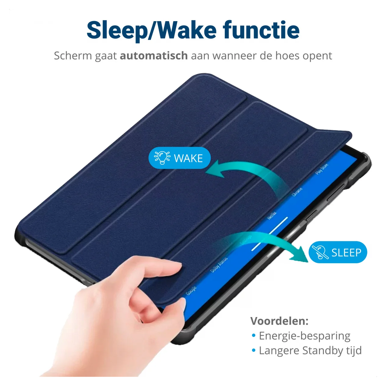 Lenovo Tab M10 Gen 4 (2025) Hoes Tri-Fold Book Case met Standaard Blauw afbeelding 3