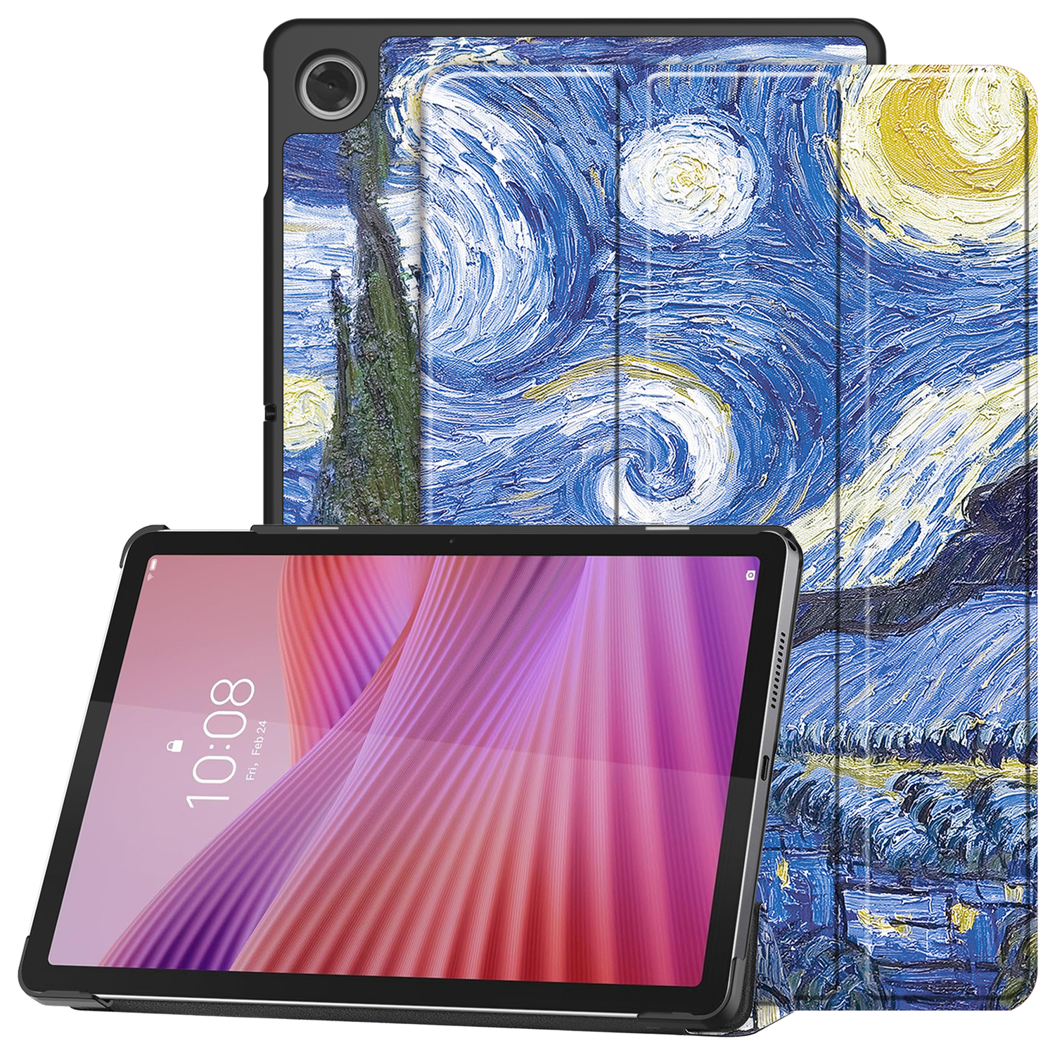 Lenovo Tab M10 Gen 4 (2025) Hoes Tri-Fold Book Case met Standaard Sterrennacht afbeelding 1