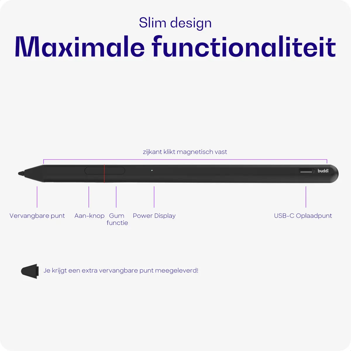 Buddi Aide MPP Stylus Pen voor Microsoft /HP/Asus/Acer/Dell Zwart afbeelding 2