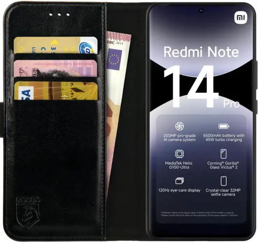 Rosso Element Xiaomi Redmi Note 14 Pro 4G Hoesje Book Case Wallet Zwart afbeelding 1
