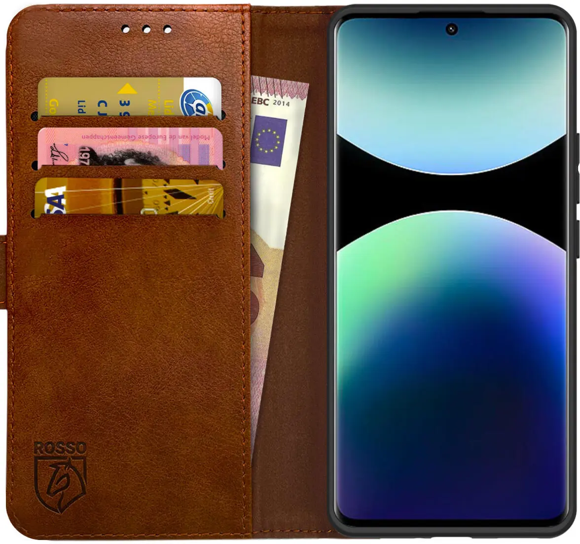 Rosso Element Xiaomi Redmi Note 14 Pro Plus Hoesje Book Case Wallet Bruin afbeelding 1