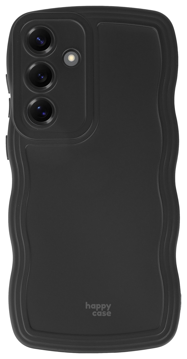 HappyCase Wavy Samsung Galaxy S25 Hoesje TPU Back Cover Zwart afbeelding 1