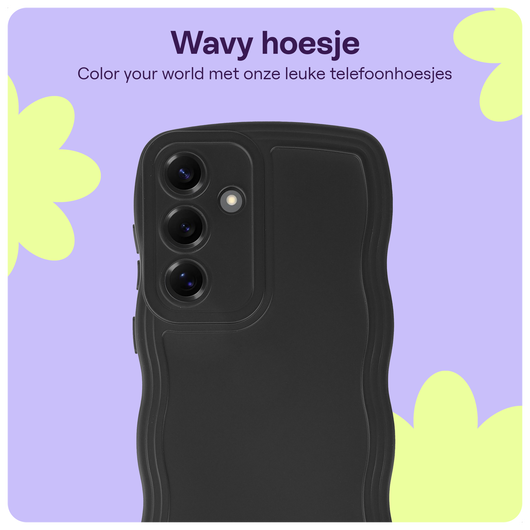 HappyCase Wavy Samsung Galaxy S25 Hoesje TPU Back Cover Zwart afbeelding 5