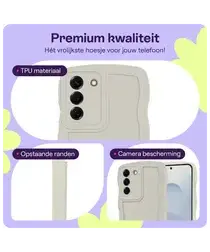 HappyCase Wavy Samsung Galaxy S25 Hoesje TPU Back Cover Beige afbeelding