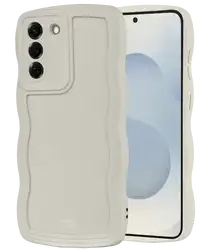 HappyCase Wavy Samsung Galaxy S25 Hoesje TPU Back Cover Beige afbeelding