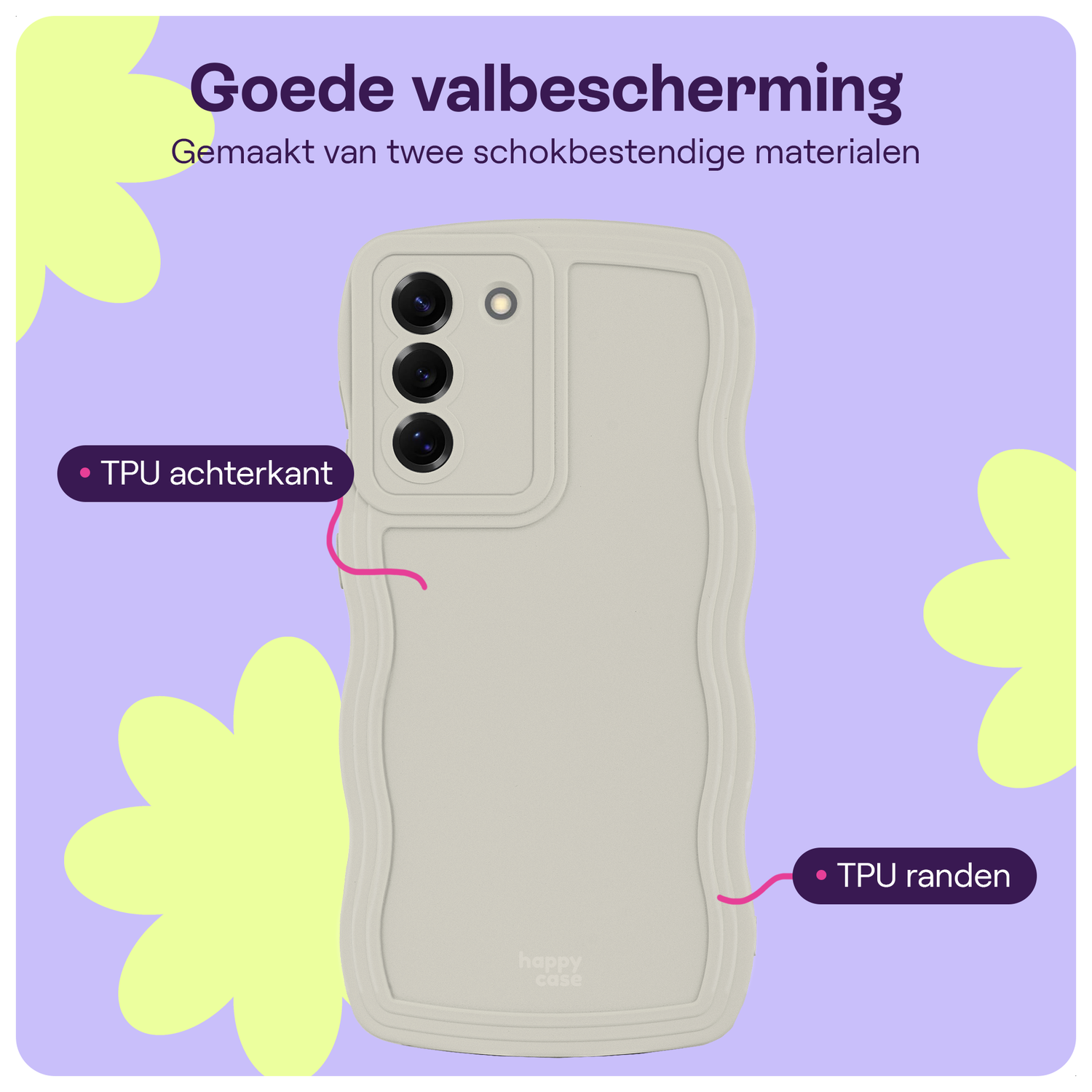 HappyCase Wavy Samsung Galaxy S25 Hoesje TPU Back Cover Beige afbeelding 2