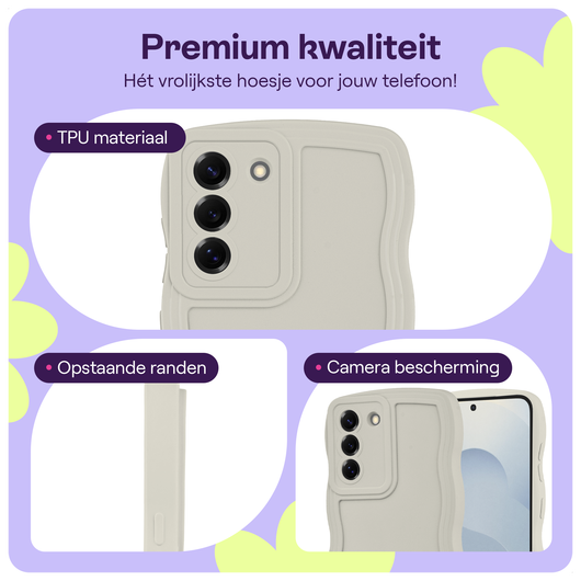 HappyCase Wavy Samsung Galaxy S25 Hoesje TPU Back Cover Beige afbeelding 1