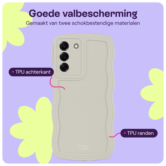 HappyCase Wavy Samsung Galaxy S25 Hoesje TPU Back Cover Beige afbeelding 2
