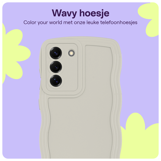 HappyCase Wavy Samsung Galaxy S25 Hoesje TPU Back Cover Beige afbeelding 3