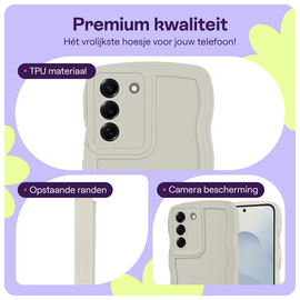 HappyCase Wavy Samsung Galaxy S25 Hoesje TPU Back Cover Beige afbeelding