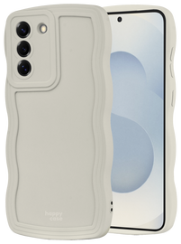 HappyCase Wavy Samsung Galaxy S25 Hoesje TPU Back Cover Beige afbeelding