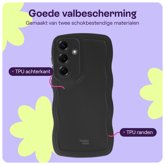 HappyCase Wavy Samsung Galaxy S25 Plus Hoesje TPU Back Cover Zwart afbeelding 1