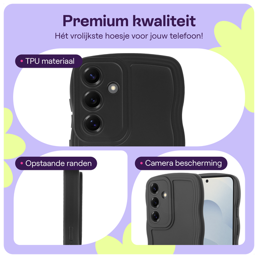 HappyCase Wavy Samsung Galaxy S25 Plus Hoesje TPU Back Cover Zwart afbeelding 2